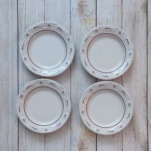 Longaberger 7" Side Plates Traditional Red Pottery Set Of Four